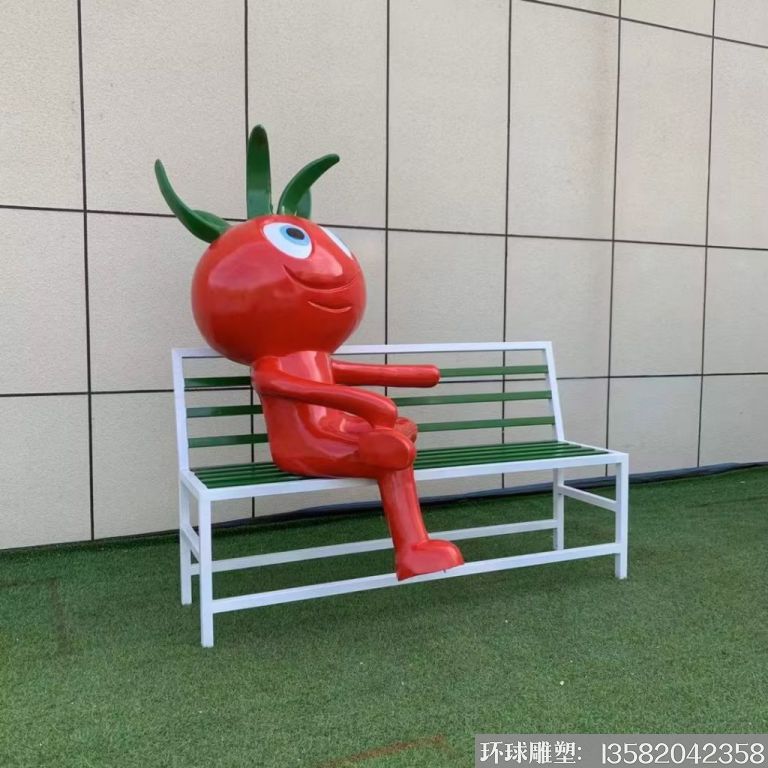 玻璃钢卡通番茄西红柿雕塑座凳 - 副本